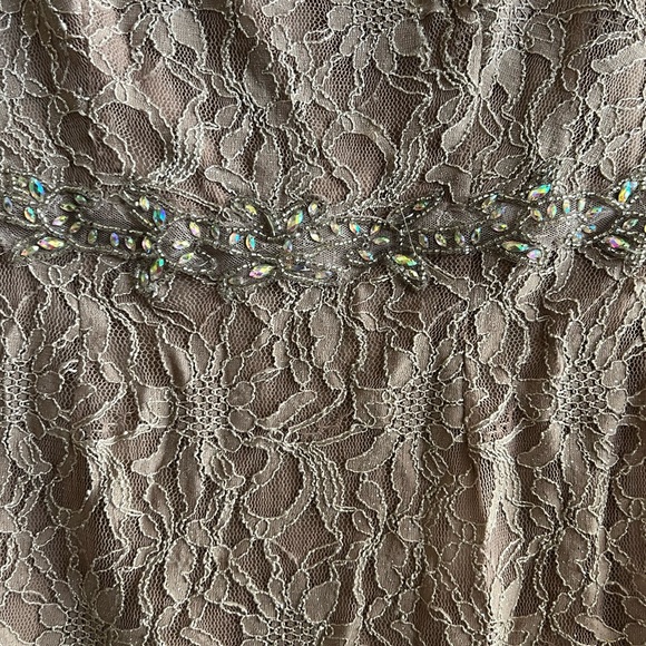 Nude Lace Sparkling Midi Dress Belt in Middle - Picture 5 of 7